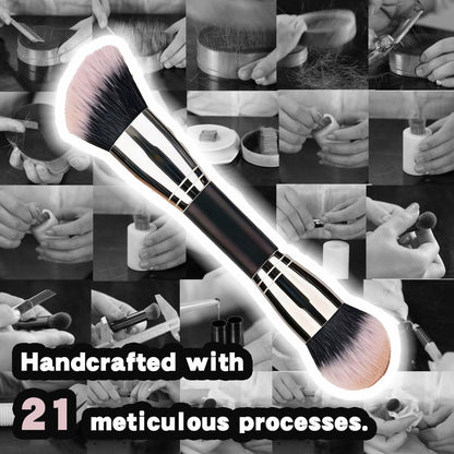 Vidany 2-in-1 Dual Ended Foundation & Powder Brush – Professional Synthetic Makeup Brush for Liquid, Cream, Powder Foundation & Dry Use