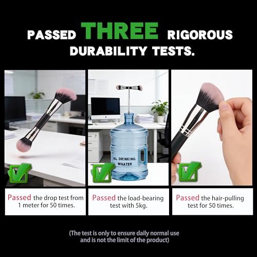 Vidany 2-in-1 Dual Ended Foundation & Powder Brush – Professional Synthetic Makeup Brush for Liquid, Cream, Powder Foundation & Dry Use - görsel 12