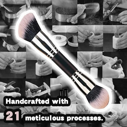 Vidany 2-in-1 Dual Ended Foundation & Powder Brush – Professional Synthetic Makeup Brush for Liquid, Cream, Powder Foundation & Dry Use