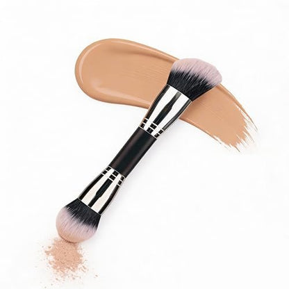 Vidany 2-in-1 Dual Ended Foundation & Powder Brush – Professional Synthetic Makeup Brush for Liquid, Cream, Powder Foundation & Dry Use