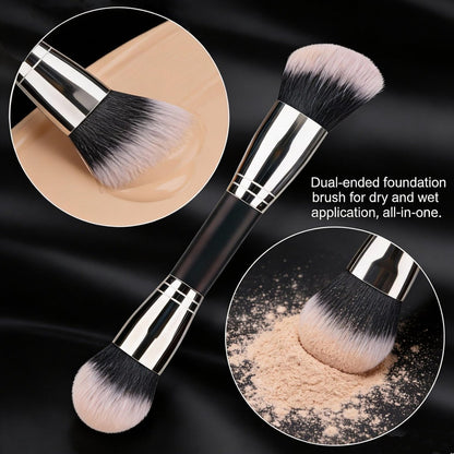 Vidany 2-in-1 Dual Ended Foundation & Powder Brush – Professional Synthetic Makeup Brush for Liquid, Cream, Powder Foundation & Dry Use