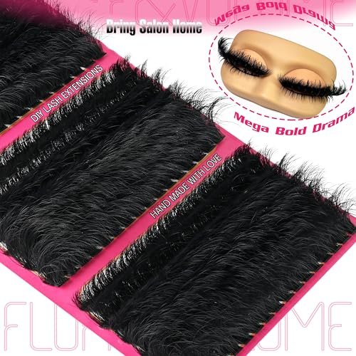 Hiklasy 288Pcs Wispy Lash Clusters 12-22mm D+ Curve Volume Fake Lashes, 260D Faux Mink Reusable Eyelash Extensions for DIY Salon Look - görsel 8