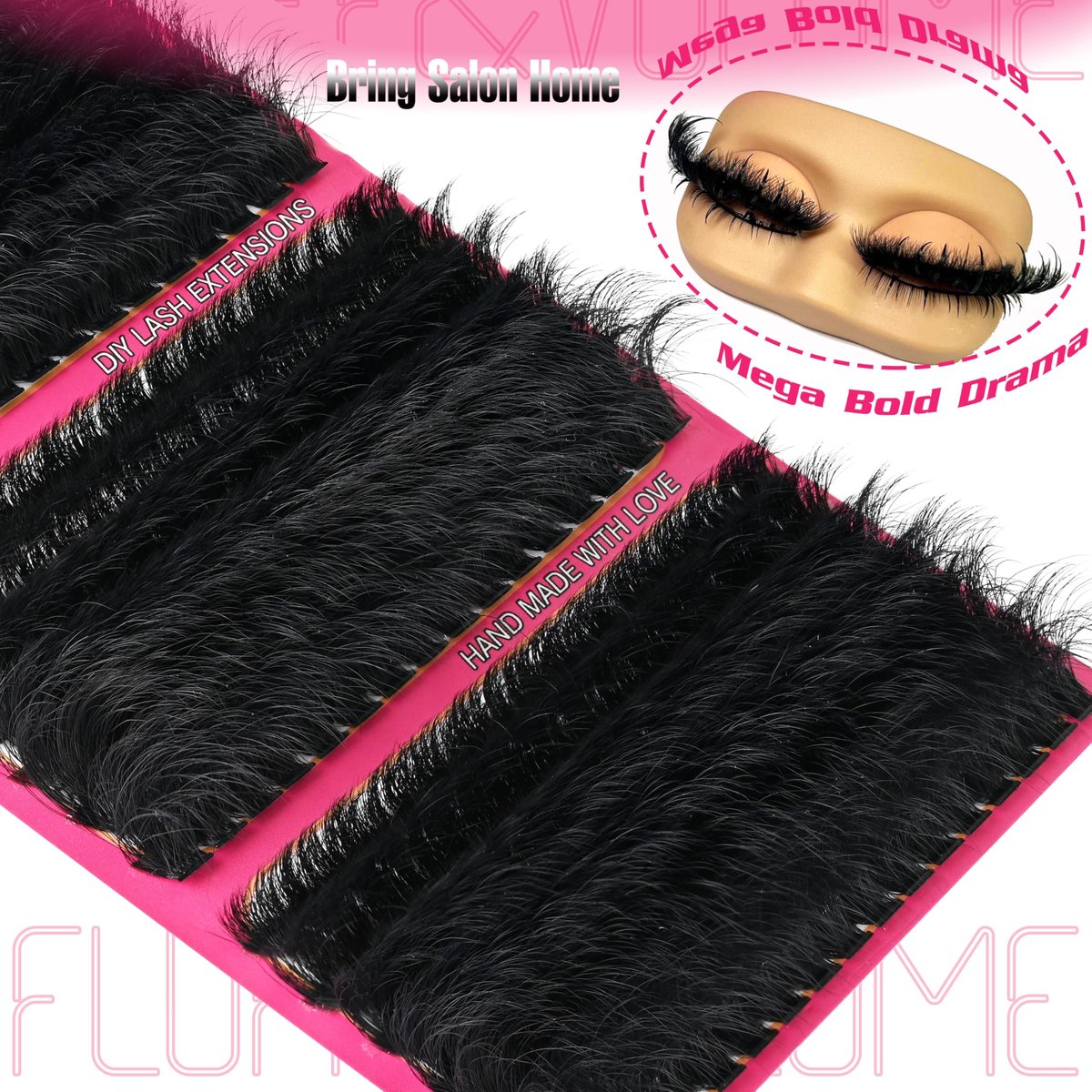 Hiklasy 288Pcs Wispy Lash Clusters 12-22mm D+ Curve Volume Fake Lashes, 260D Faux Mink Reusable Eyelash Extensions for DIY Salon Look - görsel 7