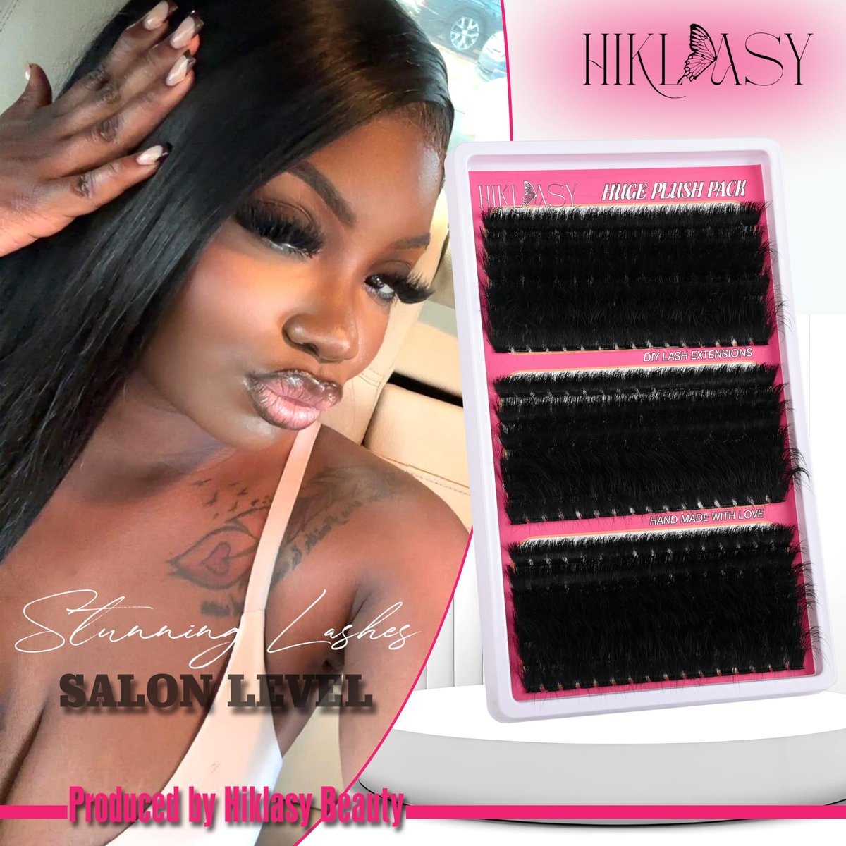 Hiklasy 288Pcs Wispy Lash Clusters 12-22mm D+ Curve Volume Fake Lashes, 260D Faux Mink Reusable Eyelash Extensions for DIY Salon Look - görsel 11