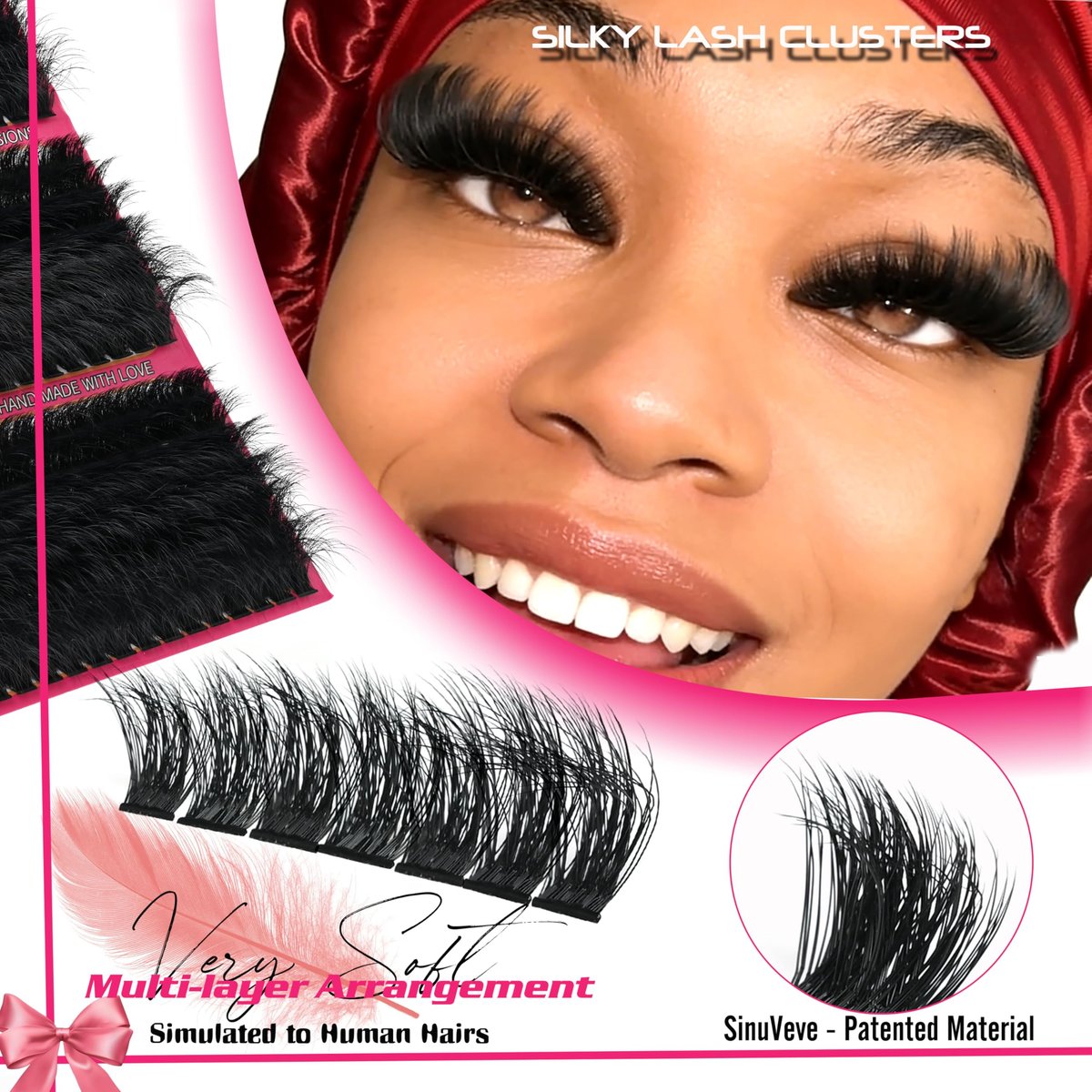 Hiklasy 288Pcs Wispy Lash Clusters 12-22mm D+ Curve Volume Fake Lashes, 260D Faux Mink Reusable Eyelash Extensions for DIY Salon Look - görsel 3
