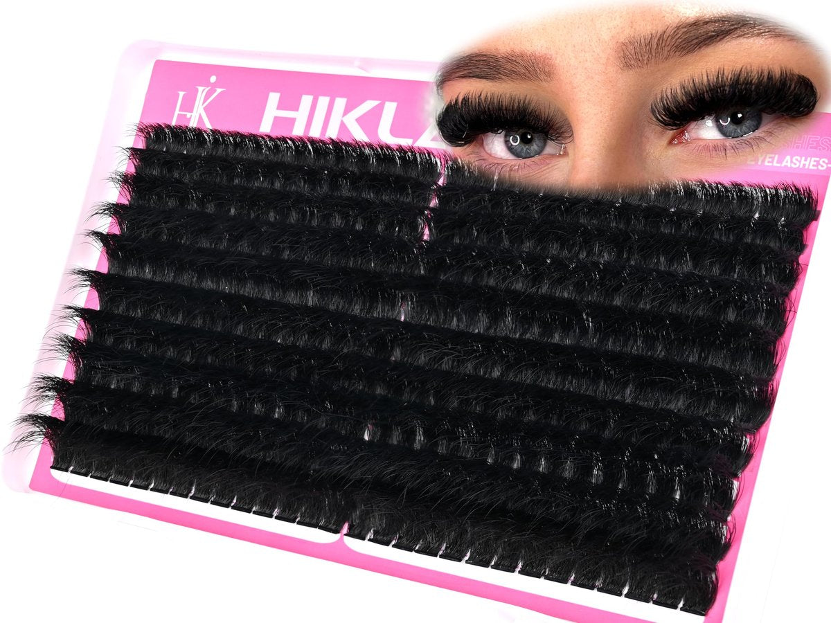 300D Lash Clusters D+ Curve Mega Volume 10-18mm Eyelash Clusters Huge Plus Pack 280pcs Reusable Wispy Lashes Matte Black by Hiklasy - görsel 1