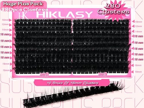 Hiklasy 288Pcs Wispy Lash Clusters 12-22mm D+ Curve Volume Fake Lashes, 260D Faux Mink Reusable Eyelash Extensions for DIY Salon Look - görsel 10
