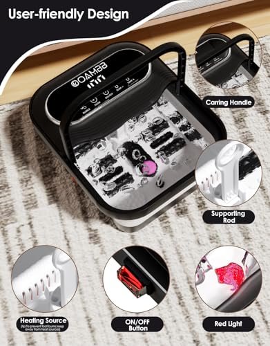 OOAMBB Collapsible Foot Spa with Heat, Bubbles & Temp Control - XL Touch Screen, Massage Rollers, Foot Bath Massager for Stress Relief (Black) Avelisse