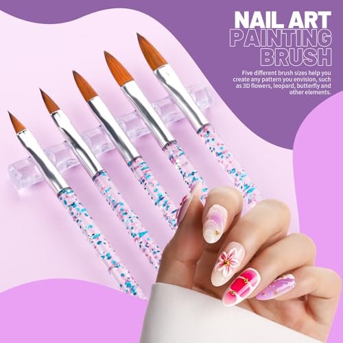 Teenitor 23-Piece Nail Art Brush Set with Dotting Tools, Nail Stand, Adhesive Tabs, Palette & Holder - Complete DIY Nail Art Kit for Beginners & Professionals (Black, Acrylic) - görsel 4