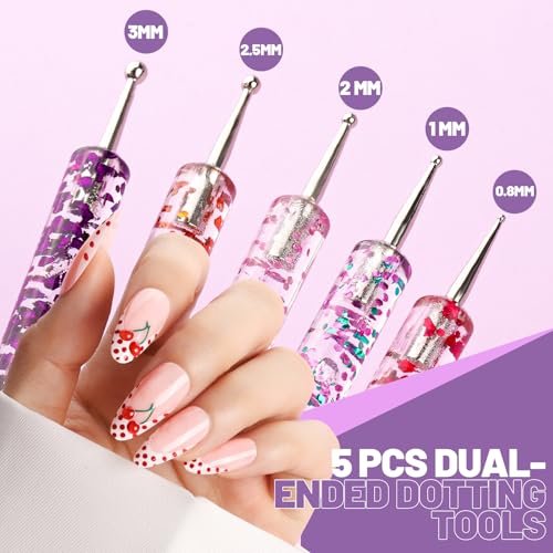 Teenitor 23-Piece Nail Art Brush Set with Dotting Tools, Nail Stand, Adhesive Tabs, Palette & Holder - Complete DIY Nail Art Kit for Beginners & Professionals (Black, Acrylic) - görsel 10