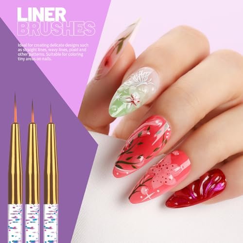 Teenitor 23-Piece Nail Art Brush Set with Dotting Tools, Nail Stand, Adhesive Tabs, Palette & Holder - Complete DIY Nail Art Kit for Beginners & Professionals (Black, Acrylic) - görsel 6
