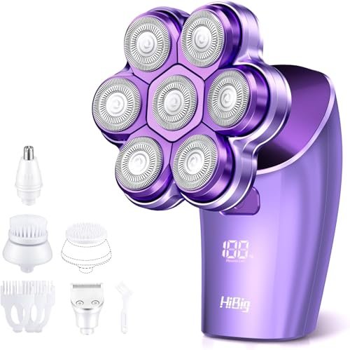 HiBig 5-in-1 Rechargeable Body Shaver for Women - 7D Wet & Dry Bikini Trimmer, IPX7 Waterproof Electric Razor for Legs, Underarms, Face, Pubic Hair Removal (Violet) Avelisse