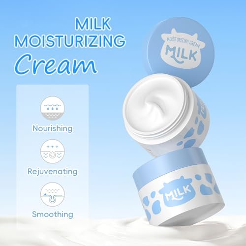 Milk Skincare Set for Girls 10-12 | Gentle Kids Face Wash Set with Cleanser, Serum, Cream, Face Brush, Headband & Washbag | All Skin Types Avelisse