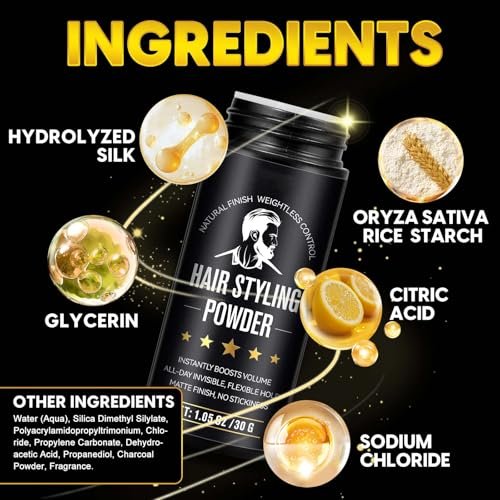 LEISGOTO Hair Styling Powder - Volumizing Root Lifting Powder for Men, Adds Volume and Texture, Invisible Flexible Hold, Long-Lasting Matte Finish, No Stickiness 30g Avelisse