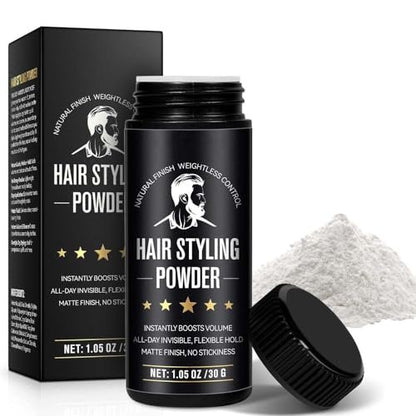 LEISGOTO Hair Styling Powder - Volumizing Root Lifting Powder for Men, Adds Volume and Texture, Invisible Flexible Hold, Long-Lasting Matte Finish, No Stickiness 30g Avelisse