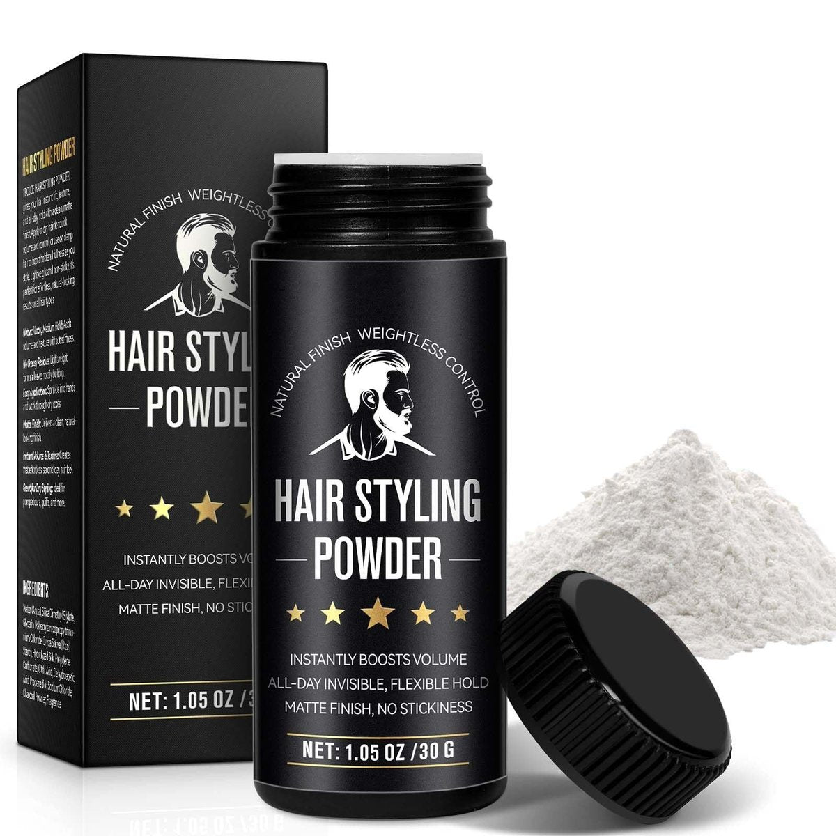 LEISGOTO Hair Styling Powder - Volumizing Root Lifting Powder for Men, Adds Volume and Texture, Invisible Flexible Hold, Long-Lasting Matte Finish, No Stickiness 30g Avelisse