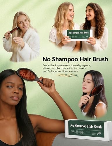 No Shampoo Hair Brush with Wide Tooth Comb - Boar Bristle Hair Brush Set for Dry and Wet Detangling, Enhances Shine Avelisse