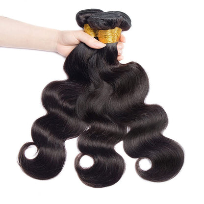 Shoaiye 100% Unprocessed Brazilian Virgin Remy Human Hair Bundles Body Wave 16 18 20 Inch #1B Black 3 Bundles 150g