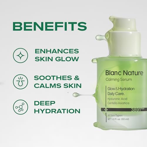 Blanc Nature Calming Serum – Soothing & Hydrating Serum with Hyaluronic Acid, Centella Asiatica & Panthenol for Glass Skin, All Skin Types, 1.01 fl oz (30 ml) Avelisse