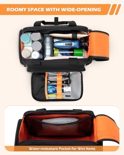 Prokva Tactical Travel Toiletry Bag for Men - Extra Large Dopp Kit Organizer with Dual Way Zippers, Black (Empty Bag) Avelisse