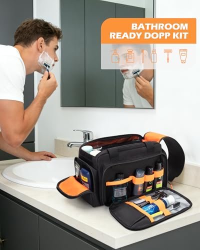 Prokva Tactical Travel Toiletry Bag for Men - Extra Large Dopp Kit Organizer with Dual Way Zippers, Black (Empty Bag) Avelisse
