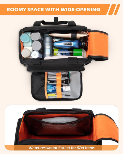 Prokva Tactical Travel Toiletry Bag for Men - Extra Large Dopp Kit Organizer with Dual Way Zippers, Black (Empty Bag) Avelisse