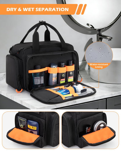 Prokva Tactical Travel Toiletry Bag for Men - Extra Large Dopp Kit Organizer with Dual Way Zippers, Black (Empty Bag) Avelisse