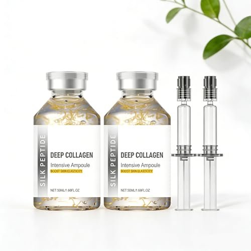 2-Pack Deep Collagen Serum with Silk Peptides – Intensive Moisturizing & Firming Facial Essence, Visibly Plumps Skin & Reduces Fine Lines, 50ml Each