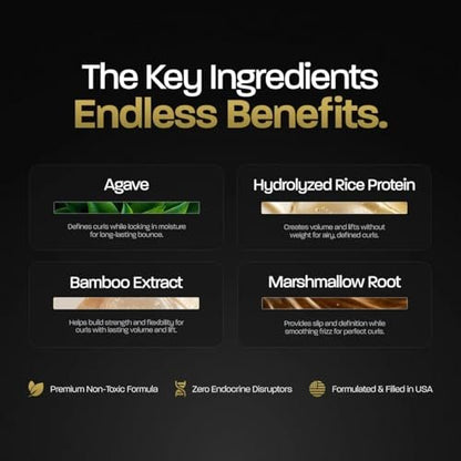 BASED Curl Mousse - Instant Volume & Definition with Flexible Hold - Lightweight Formula with Agave & Rice Protein - Non-Toxic, Silicone Free for All Curl Types (6.8 fl oz)