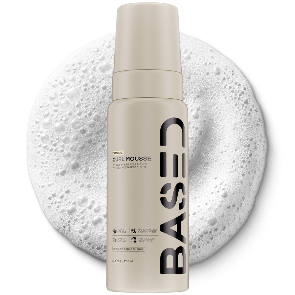 BASED Curl Mousse - Instant Volume & Definition with Flexible Hold - Lightweight Formula with Agave & Rice Protein - Non-Toxic, Silicone Free for All Curl Types (6.8 fl oz) - görsel 1