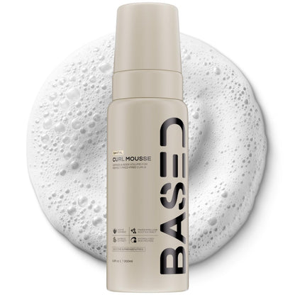 BASED Curl Mousse - Instant Volume & Definition with Flexible Hold - Lightweight Formula with Agave & Rice Protein - Non-Toxic, Silicone Free for All Curl Types (6.8 fl oz)