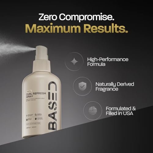 BASED Curl Refresh Spray - Lightweight Hydrating Formula with Bamboo & Hibiscus Extract for Defined Curls Without Buildup - Non-Toxic, Paraben Free (6.8 fl oz) - görsel 8