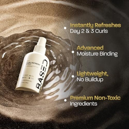 BASED Curl Refresh Spray - Lightweight Hydrating Formula with Bamboo & Hibiscus Extract for Defined Curls Without Buildup - Non-Toxic, Paraben Free (6.8 fl oz)