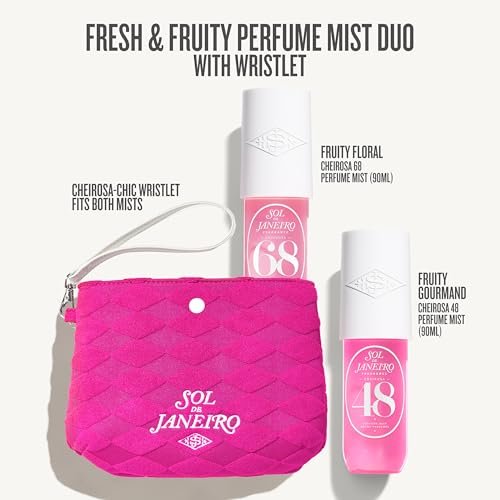 Sol de Janeiro Giftable Set | Two Travel Size Hair & Body Fragrance Mists with Pink Pouch | Cheirosa 68 & Cheirosa 48, 3 fl oz Each | $72 Value Avelisse