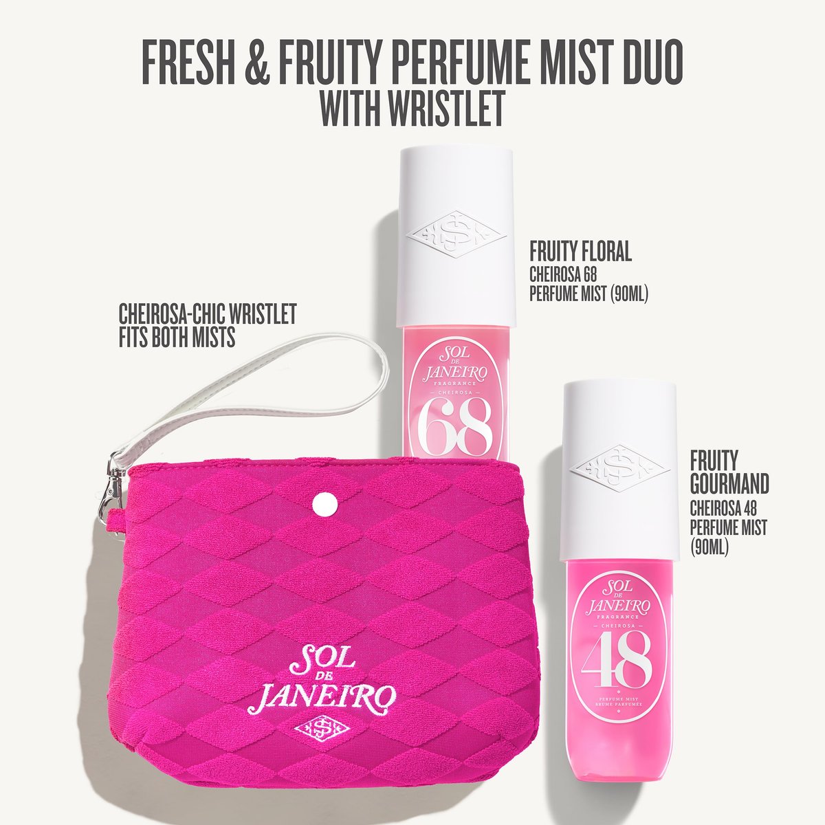 Sol de Janeiro Giftable Set | Two Travel Size Hair & Body Fragrance Mists with Pink Pouch | Cheirosa 68 & Cheirosa 48, 3 fl oz Each | $72 Value Avelisse