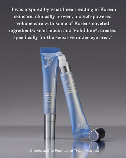 Then I Met You Snail Mucin Eye Cream – Korean Eye Cream for Dark Circles, Puffy Eyes, Fine Lines & Dehydrated Skin – Firming, Brightening & Plumping Treatment with Volufiline & Caffeine – 0.51 oz Avelisse
