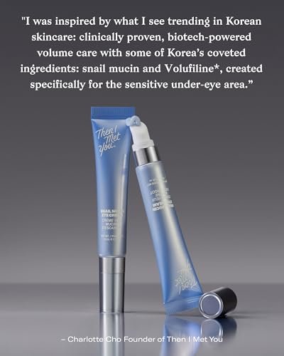 Then I Met You Snail Mucin Eye Cream – Korean Eye Cream for Dark Circles, Puffy Eyes, Fine Lines & Dehydrated Skin – Firming, Brightening & Plumping Treatment with Volufiline & Caffeine – 0.51 oz Avelisse