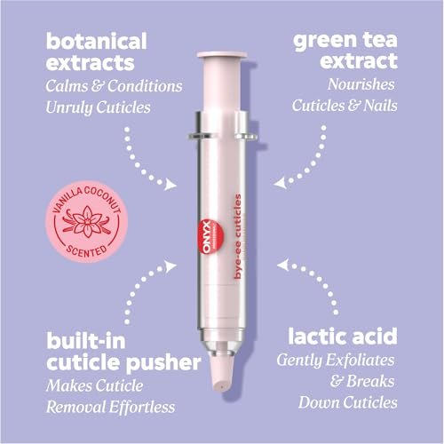 ONYX Professional Bye-ee Cuticles Rapid Remover, Vanilla Coconut Scent - Cuticle Remover Gel with Built-In Cuticle Pusher, 0.43 fl. oz Avelisse