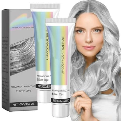 Permanent Silver Hair Dye with Natural Essence – Long-Lasting Silver Hair Color for All Hair Types (2-Pack) Avelisse