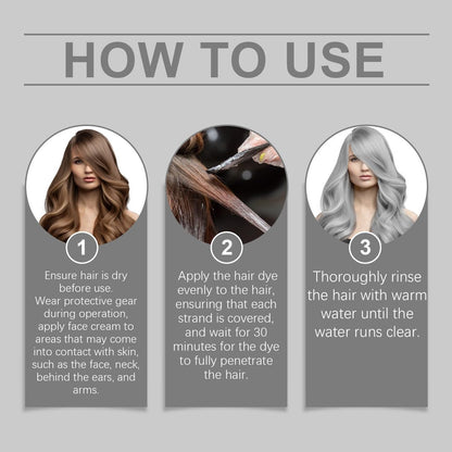Permanent Silver Hair Dye with Natural Essence – Long-Lasting Silver Hair Color for All Hair Types (2-Pack) Avelisse