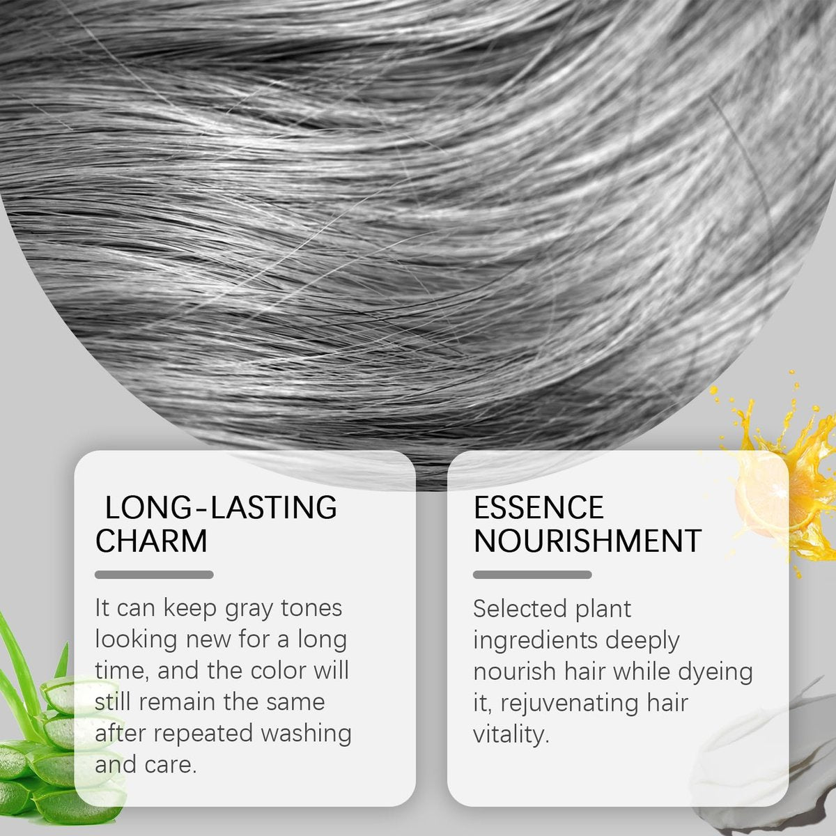 Permanent Silver Hair Dye with Natural Essence – Long-Lasting Silver Hair Color for All Hair Types (2-Pack) Avelisse