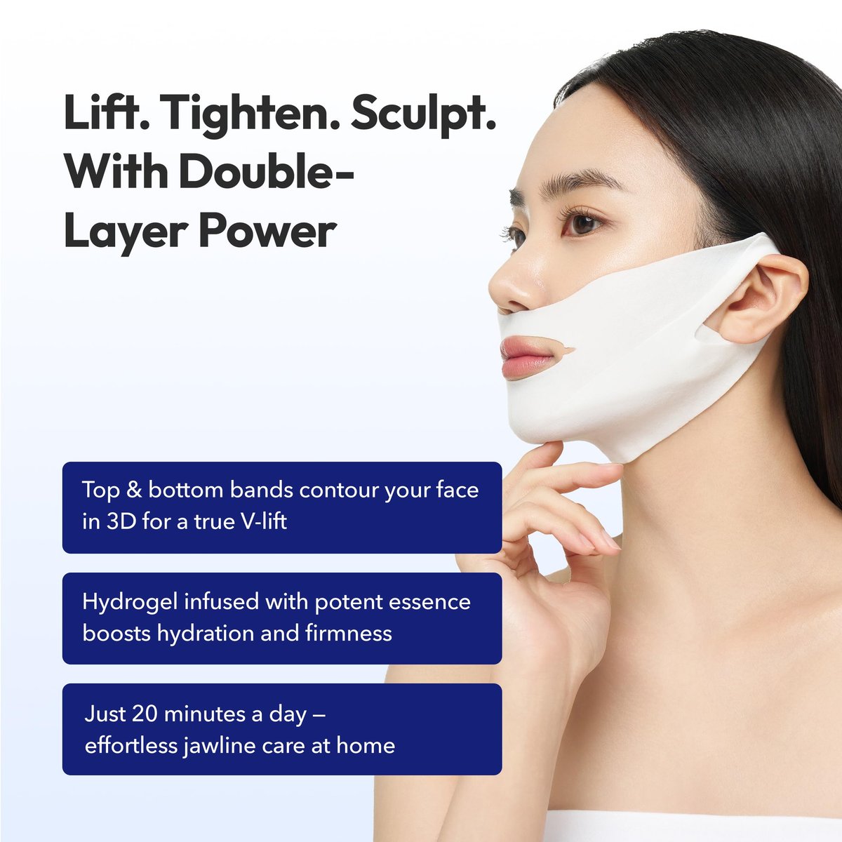 AVAJAR Chin Lifting Mask - Premium V Line Lifting Mask with Collagen, Hyaluronic Acid & Centella Asiatica for Jawline and Double Chin (5 Pack) Avelisse