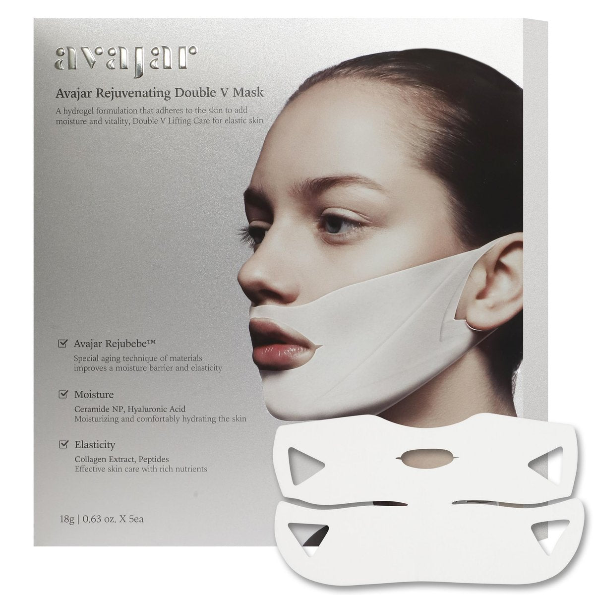 AVAJAR Chin Lifting Mask - Premium V Line Lifting Mask with Collagen, Hyaluronic Acid & Centella Asiatica for Jawline and Double Chin (5 Pack) Avelisse