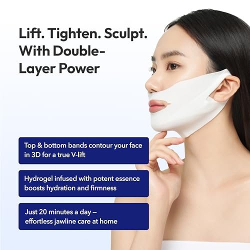 AVAJAR Chin Lifting Mask - Premium V Line Lifting Mask with Collagen, Hyaluronic Acid & Centella Asiatica for Jawline and Double Chin (5 Pack) Avelisse
