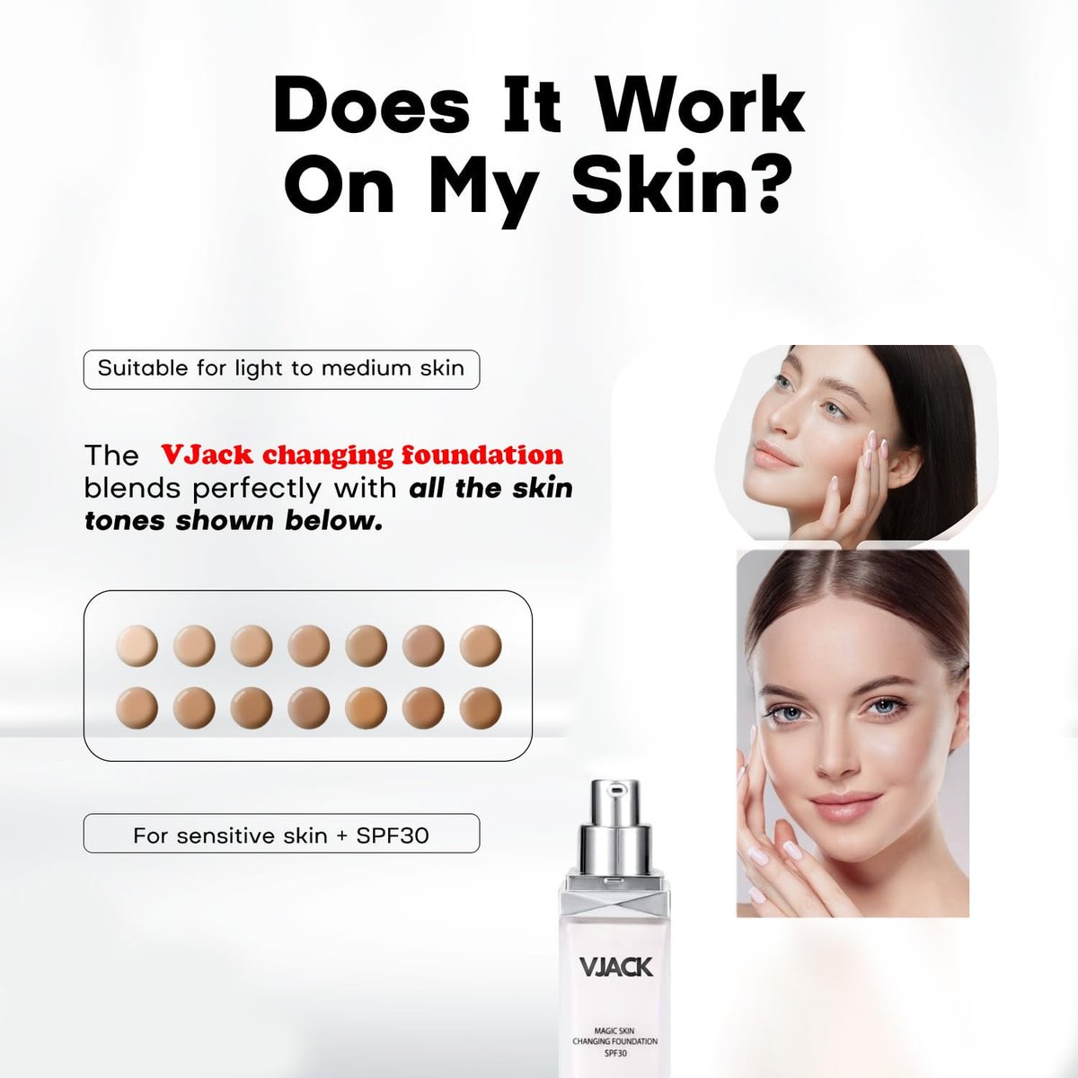 Color Changing Foundation for Mature Skin with SPF 30 - Full Coverage Concealer & Medium Spectrum Foundation Cream - Suitable for All Skin Types (1 pc) Avelisse