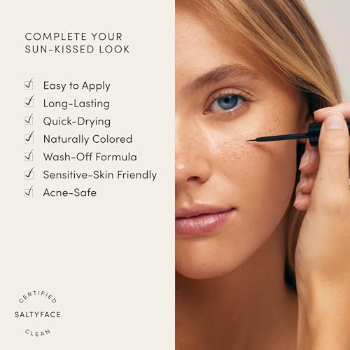 SALTYFACE Freckle Paint Natural Freckle Pen - Easy to Apply, Sensitive Skin Friendly, Long Lasting, Quick Drying, Wash Off - Vegan Skin Care - 0.03 FL OZ (1 ML) Light Brown Avelisse