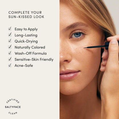 SALTYFACE Freckle Paint Natural Freckle Pen - Easy to Apply, Sensitive Skin Friendly, Long Lasting, Quick Drying, Wash Off - Vegan Skin Care - 0.03 FL OZ (1 ML) Light Brown Avelisse