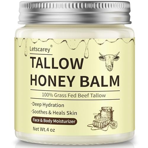 Letscarey Whipped Tallow and Honey Balm for Face – Grass Fed Beef Tallow Moisturizer, Deeply Nourishing Unscented Cream for Dry, Sensitive Skin (4 Fl Oz) - görsel 2