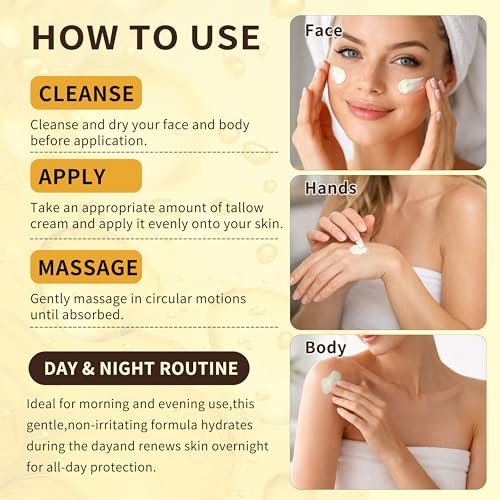 Letscarey Whipped Tallow and Honey Balm for Face – Grass Fed Beef Tallow Moisturizer, Deeply Nourishing Unscented Cream for Dry, Sensitive Skin (4 Fl Oz) - görsel 14