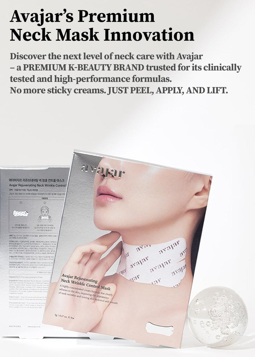 Avajar Collagen Neck Mask with PDRN, Niacinamide, Ceramide & Hyaluronic Acid – Neck Firming, Tightening & Lift Mask with Wrinkle Patches – Anti-Aging Treatment – 5-Pack Avelisse